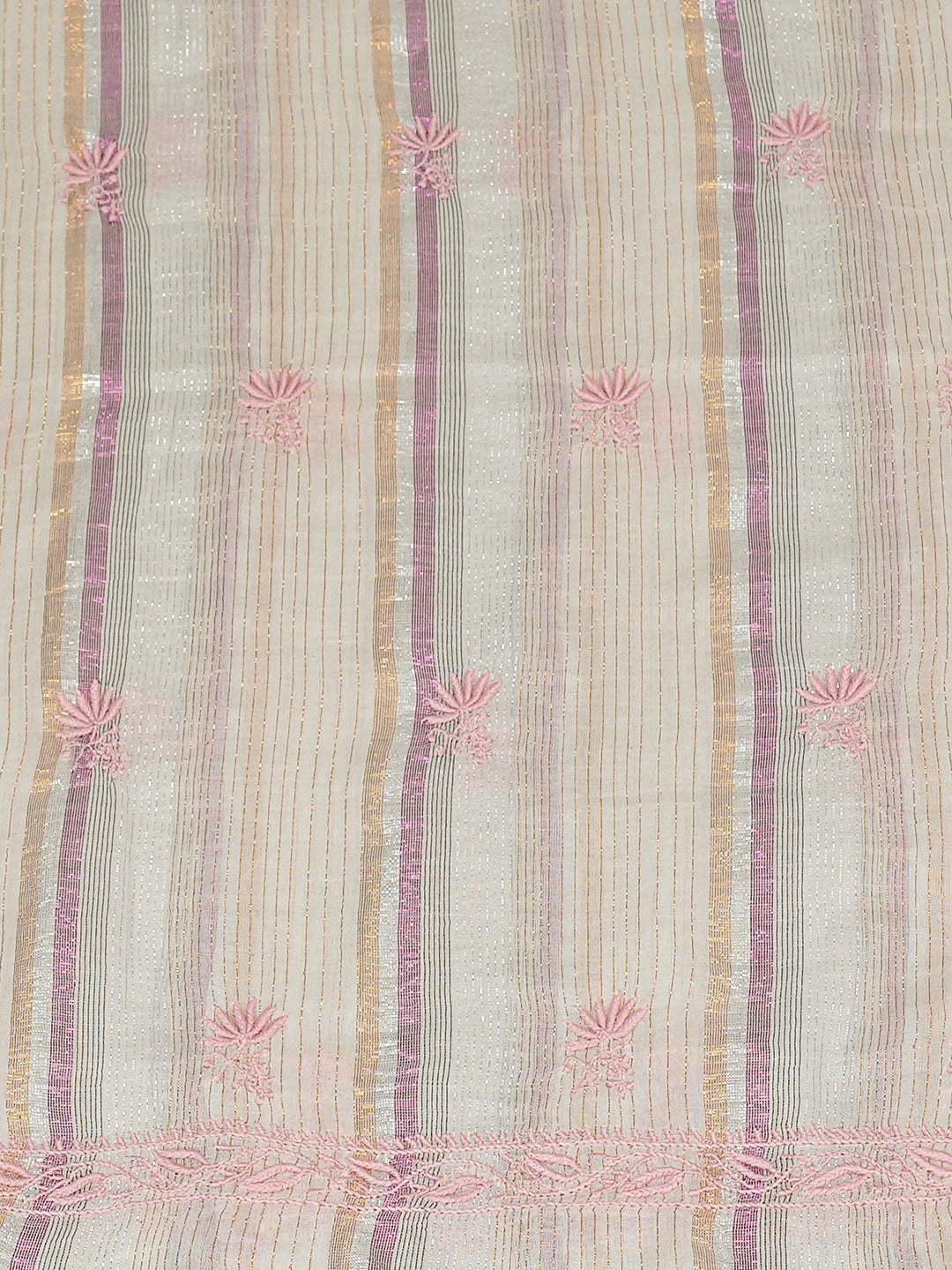 Ada Hand Embroidered Light Fawn Cotton Lucknowi Chikankari Unstitched Kurta Dupatta Set 01A910415