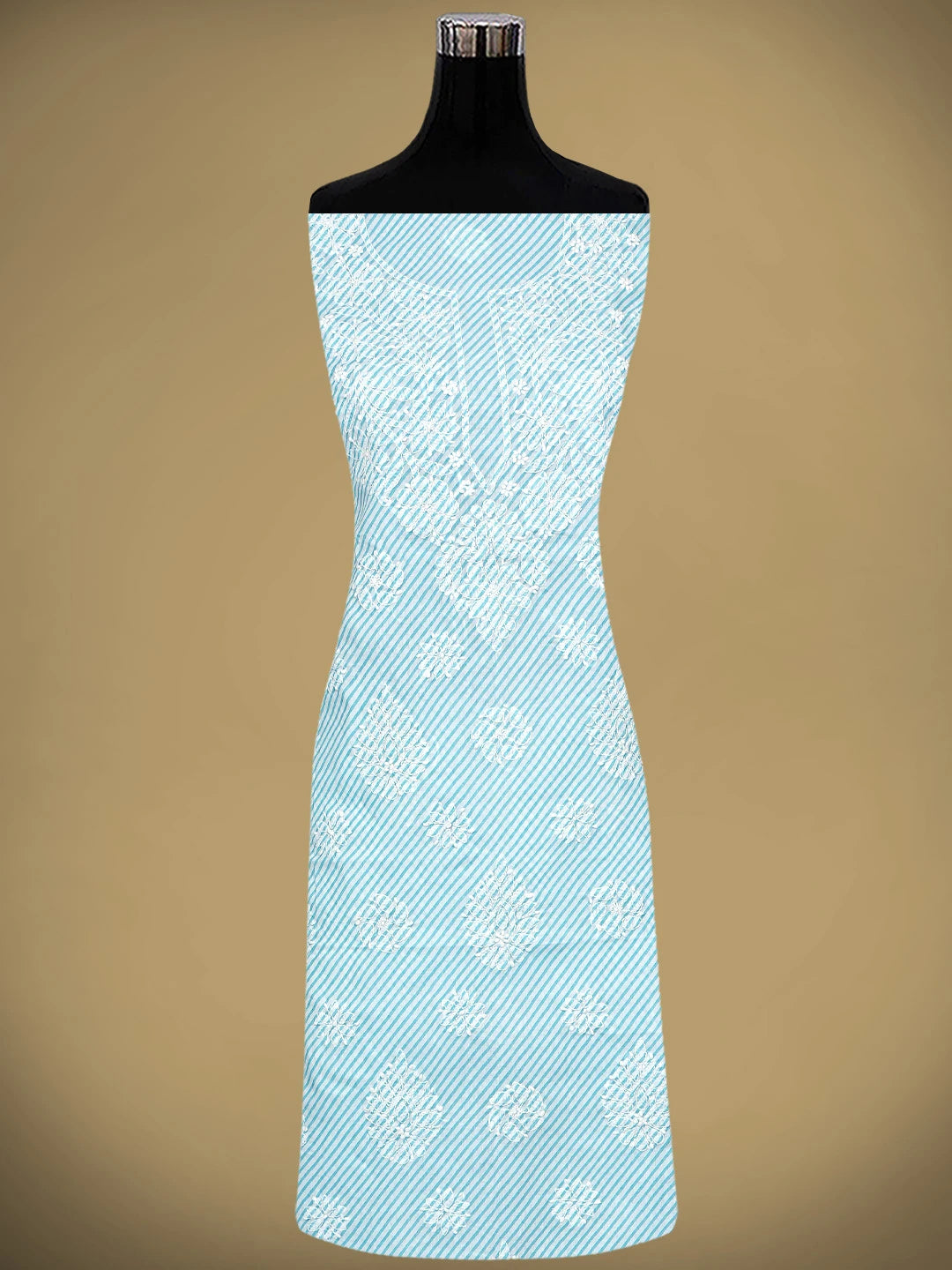 Ada Hand Embroidered Blue Cotton Lucknowi Chikankari Unstitched Suit Piece 01A948972
