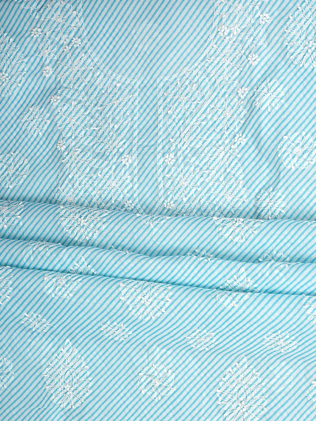 Ada Hand Embroidered Blue Cotton Lucknowi Chikankari Unstitched Suit Piece 01A948972