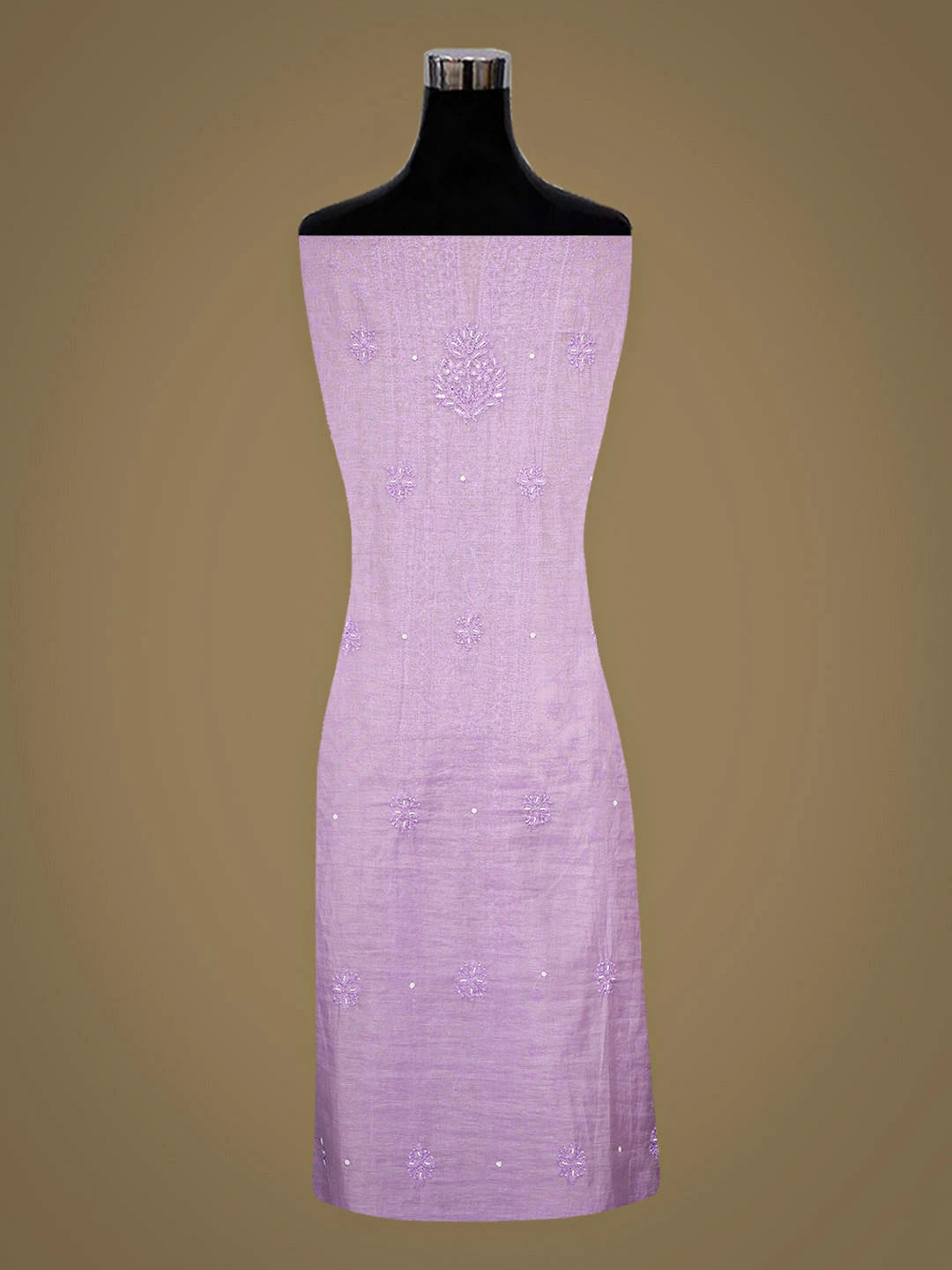 Ada Hand Embroidered Lavender Chanderi Lucknowi Chikankari Unstitched Kurta Dupatta Set With Pearl Work 01A939779
