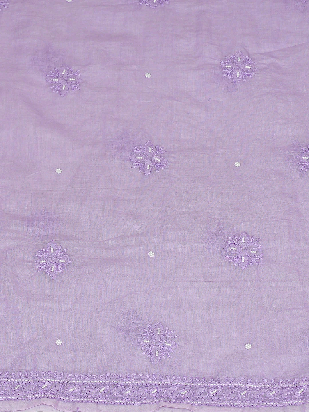 Ada Hand Embroidered Lavender Chanderi Lucknowi Chikankari Unstitched Kurta Dupatta Set With Pearl Work 01A939779