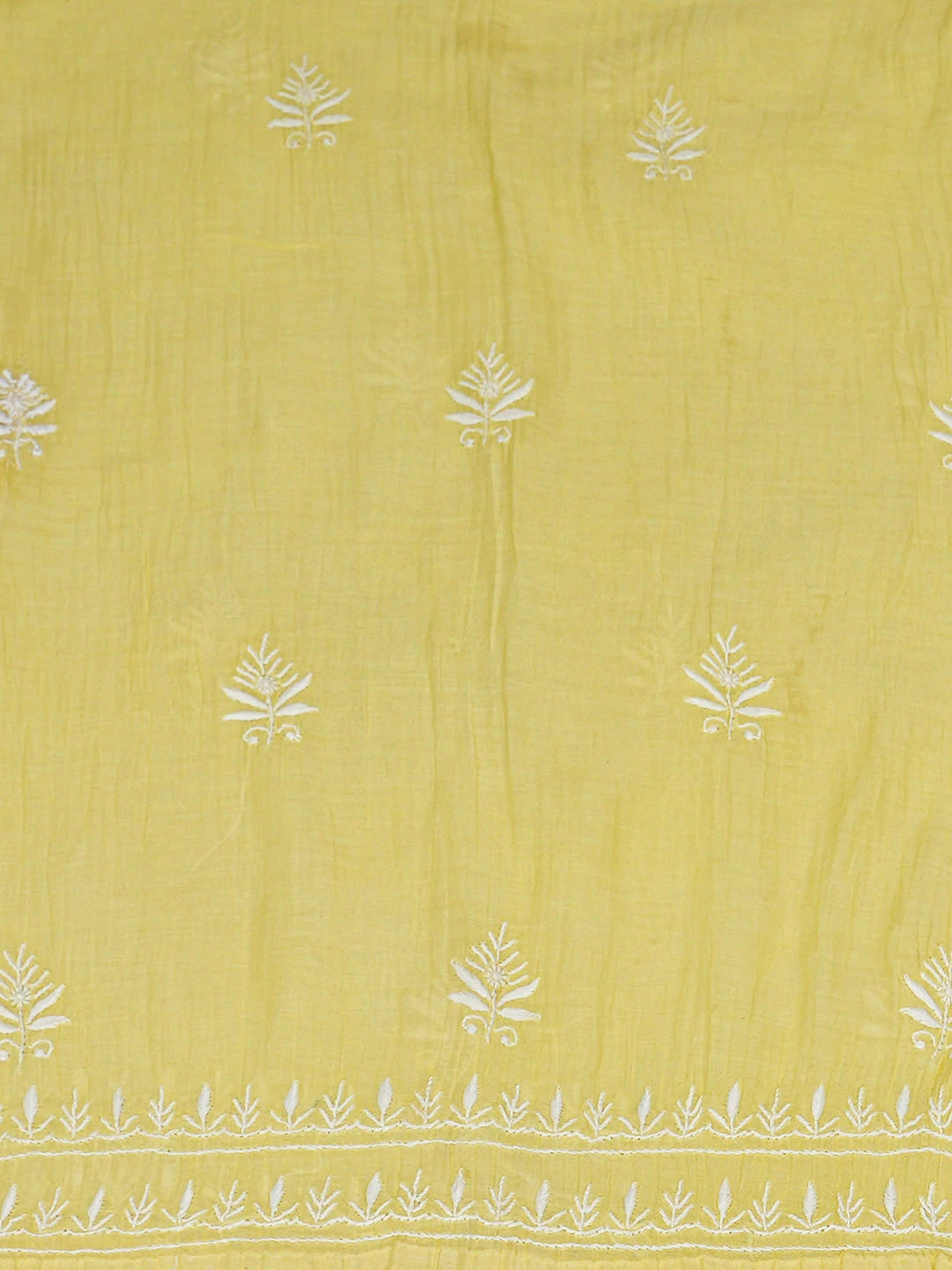 Ada Hand Embroidered Lemon Chanderi Lucknowi Chikankari Semi-Stitched Anarkali Kurta Dupatta Set 01A653902