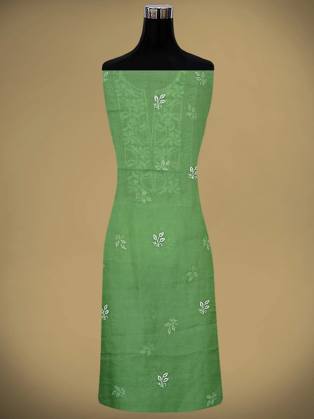 Ada Hand Embroidered Green Organza Lucknowi Chikankari Unstitched Kurta Dupatta Set With Muqaish/Mukaish Work 01A919857