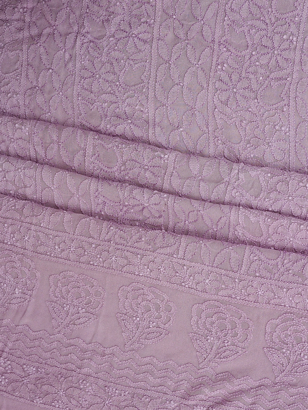 Ada Hand Embroidered Opera Mauve Viscose Georgette Lucknowi Chikankari Unstitched Kurta Dupatta Set 01A747508