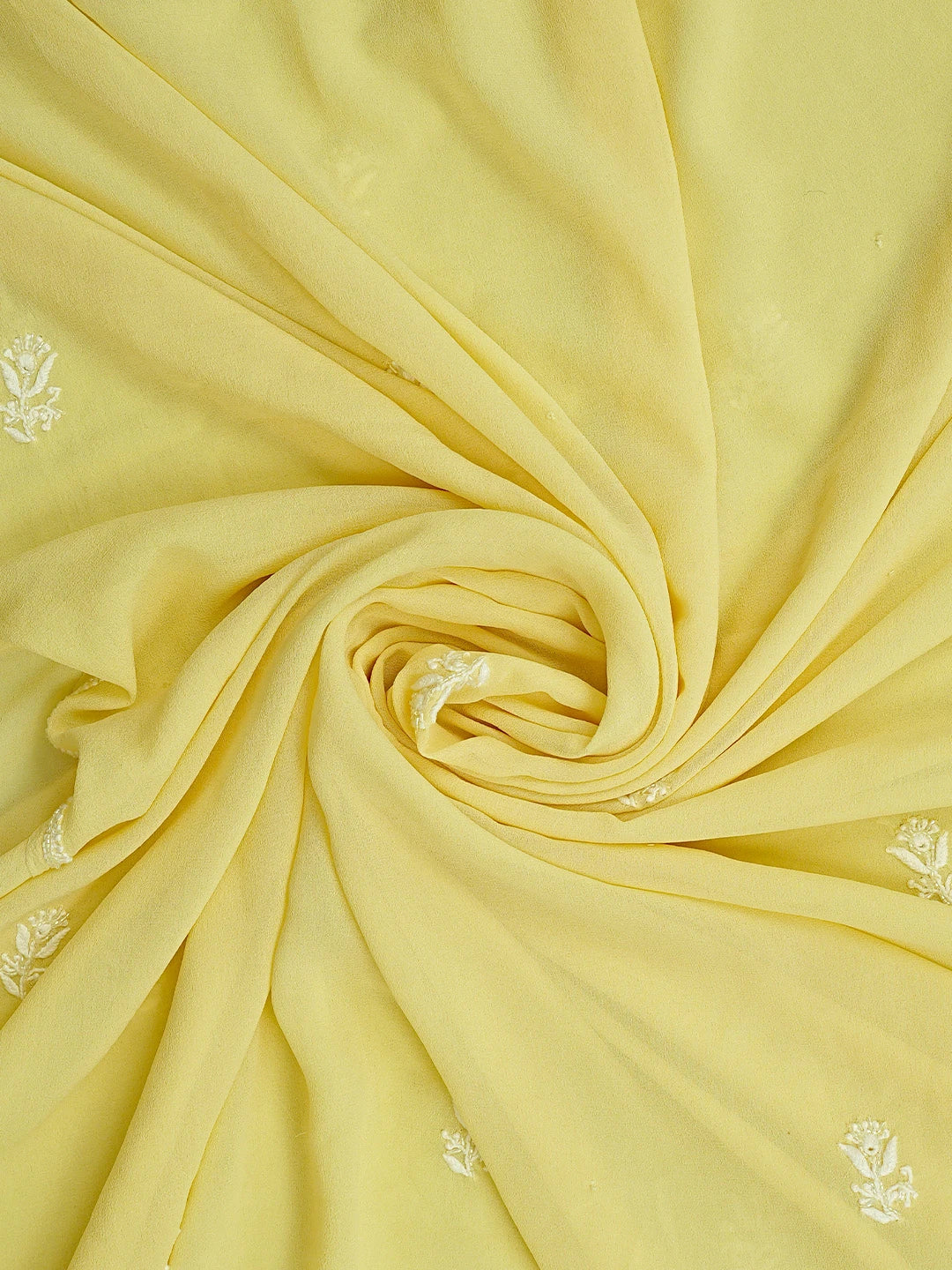 Ada Hand Embroidered Jasmine Yellow Pure Georgette Lucknowi Chikankari Unstitched Kurta Dupatta Set With Zari Work 01A692629