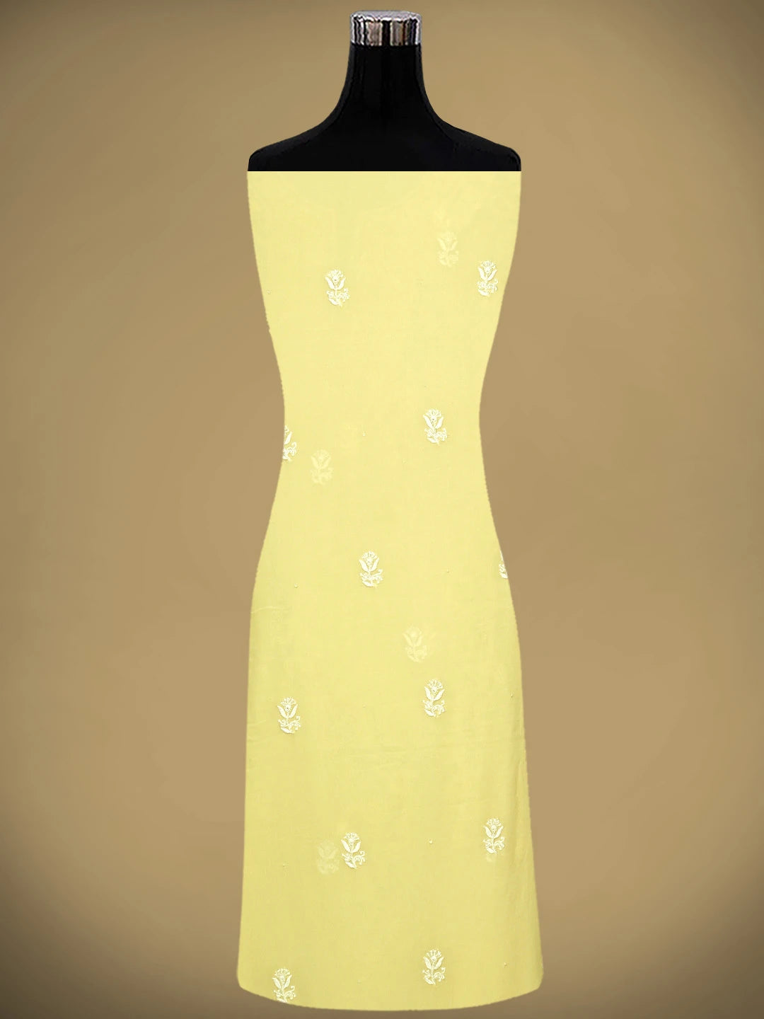 Ada Hand Embroidered Jasmine Yellow Pure Georgette Lucknowi Chikankari Unstitched Kurta Dupatta Set With Zari Work 01A692629