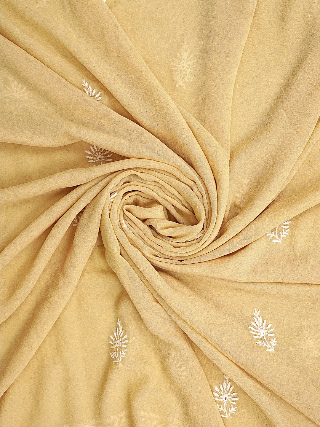 Ada Hand Embroidered Fawn Pure Georgette Lucknowi Chikankari Unstitched Kurta Dupatta Set 01A915656