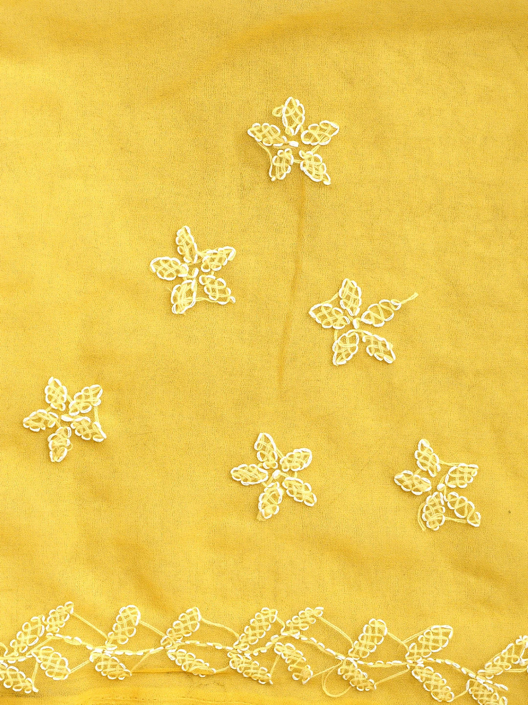 Ada Hand Embroidered Yellow Georgette Lucknowi Chikankari Saree With Blouse 01A934759