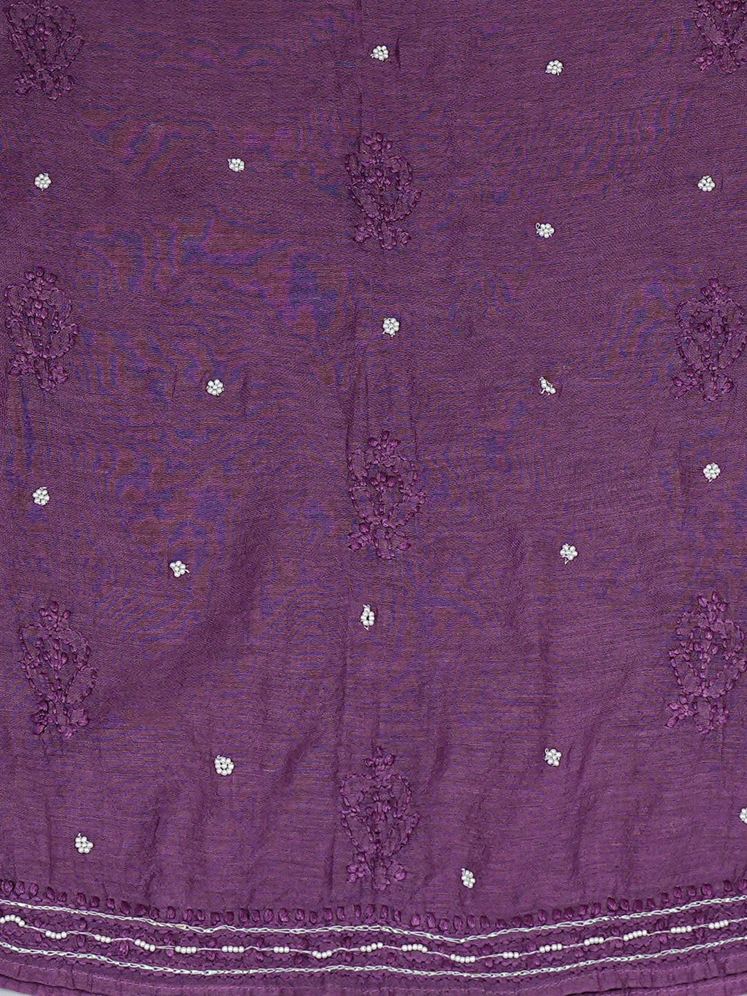 Ada Hand Embroidered Purple Chanderi Lucknowi Chikankari Semi-Stitched Anarkali Kurta Dupatta Set With Pearl Work 01A813718