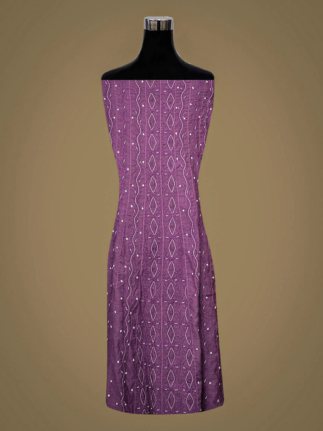 Ada Hand Embroidered Purple Chanderi Lucknowi Chikankari Semi-Stitched Anarkali Kurta Dupatta Set With Pearl Work 01A813718