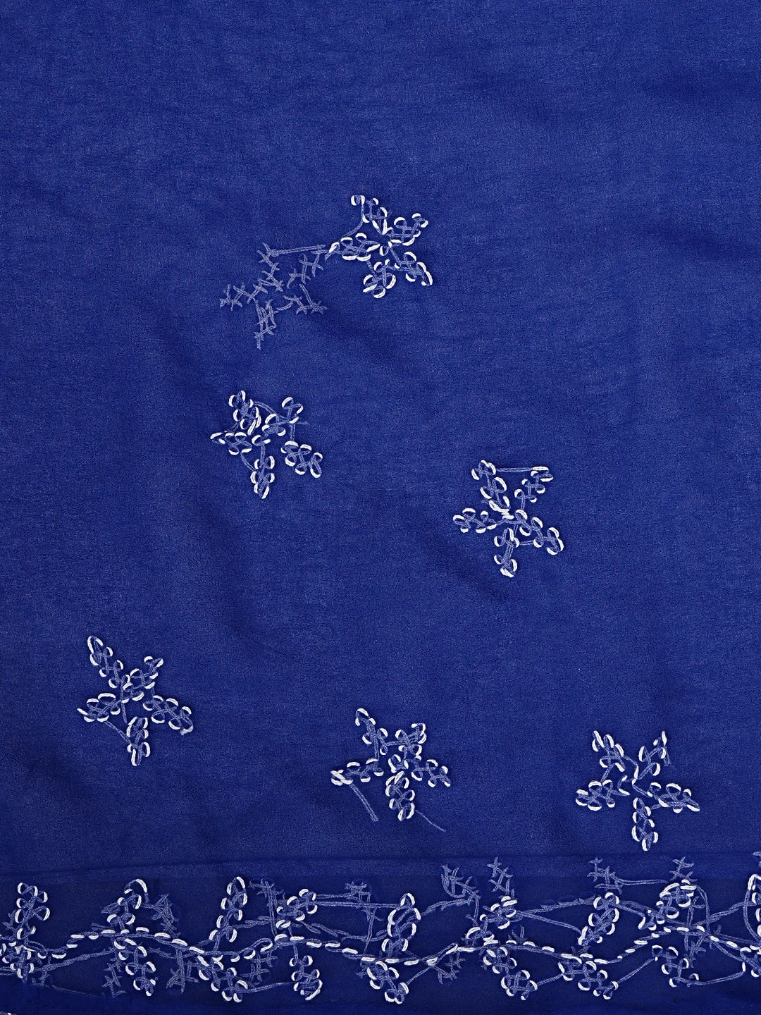 Ada Hand Embroidered Royal Blue Georgette Lucknowi Chikankari Saree With Blouse 01A934758