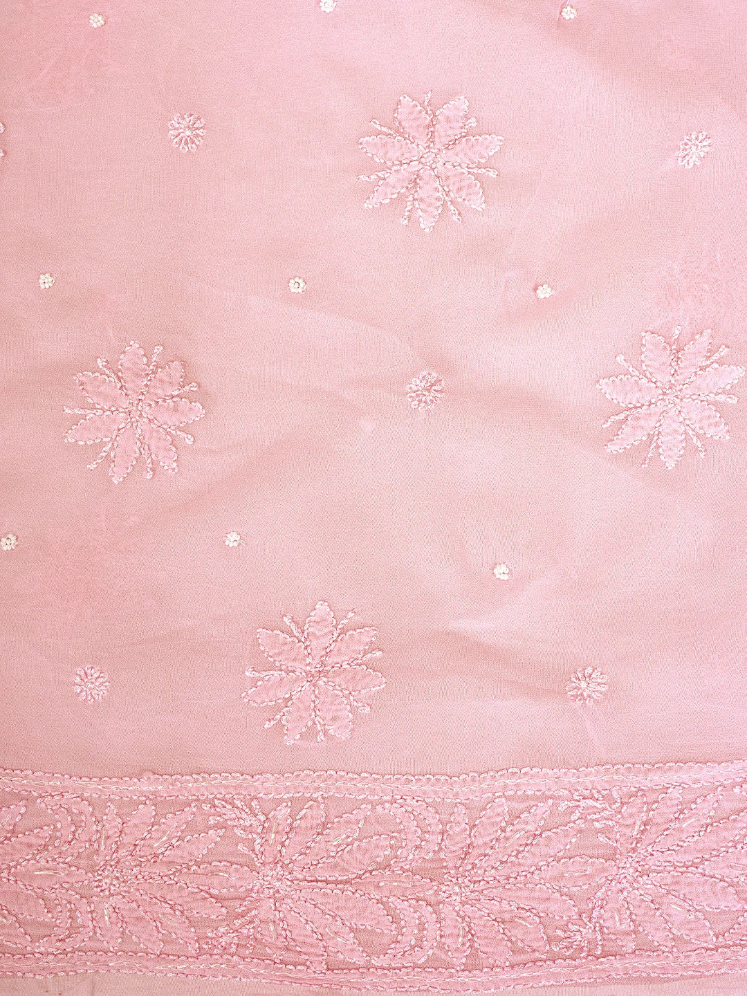 Ada Hand Embroidered Pink Viscose Georgette Lucknowi Chikankari Unstitched Kurta Dupatta Set With Cutdana Work 01A944817