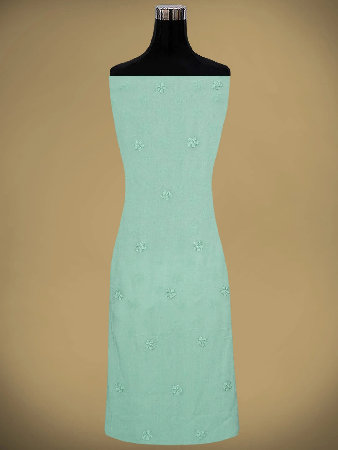 Ada Hand Embroidered Teal Green Viscose Georgette Lucknowi Chikankari Unstitched Kurta Dupatta Set 01A585491