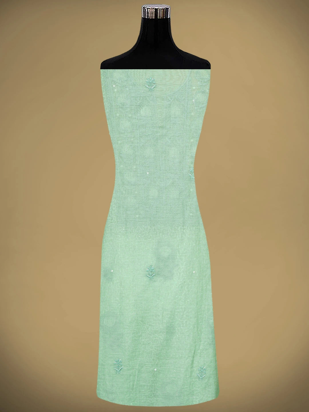 Ada Hand Embroidered Sea Green Chanderi Lucknowi Chikankari Unstitched Kurta Dupatta Set With Sequinned Work 01A911263