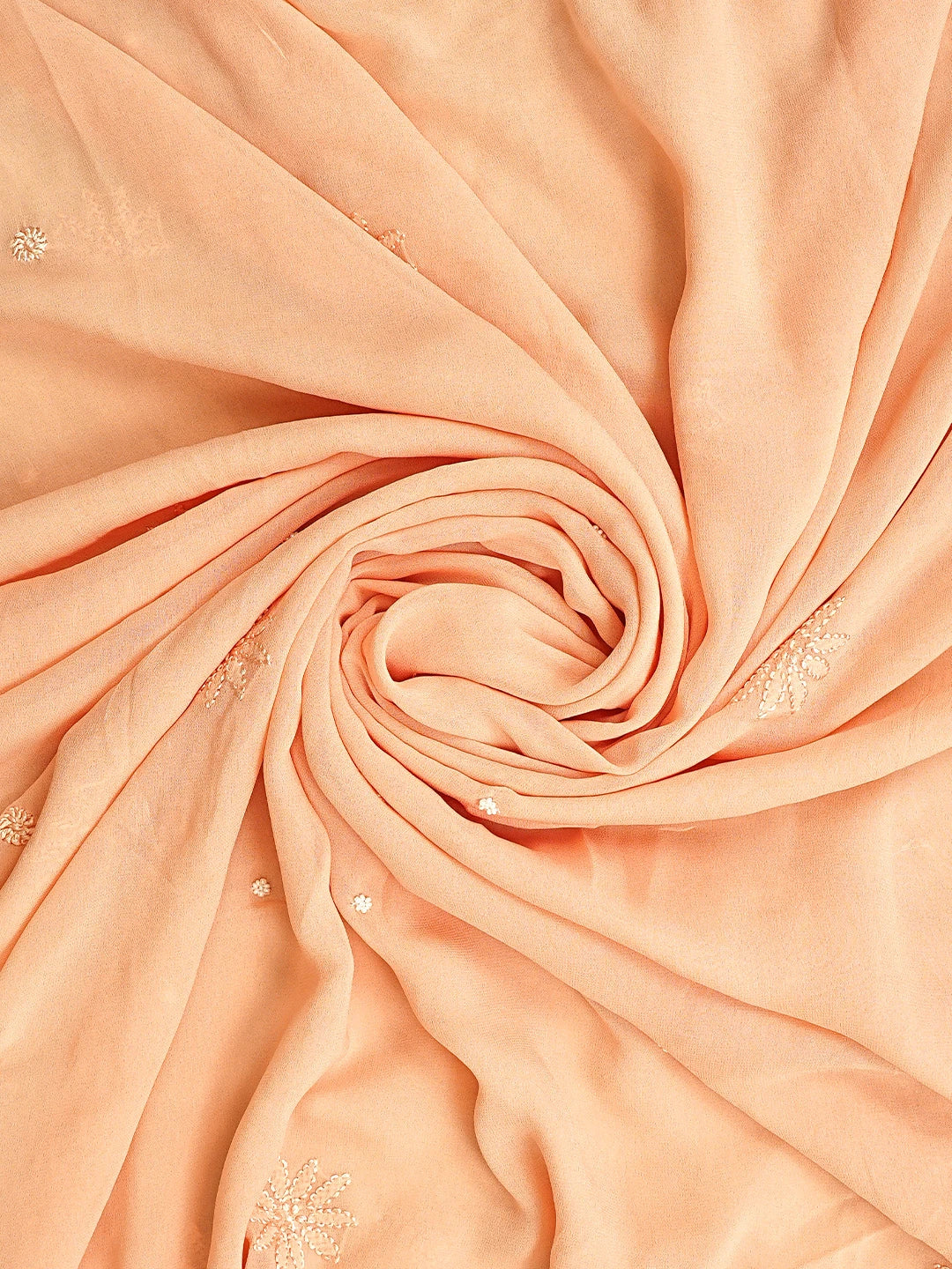 Ada Hand Embroidered Peach Viscose Georgette Lucknowi Chikankari Unstitched Kurta Dupatta Set With Cutdana  Work 01A933610