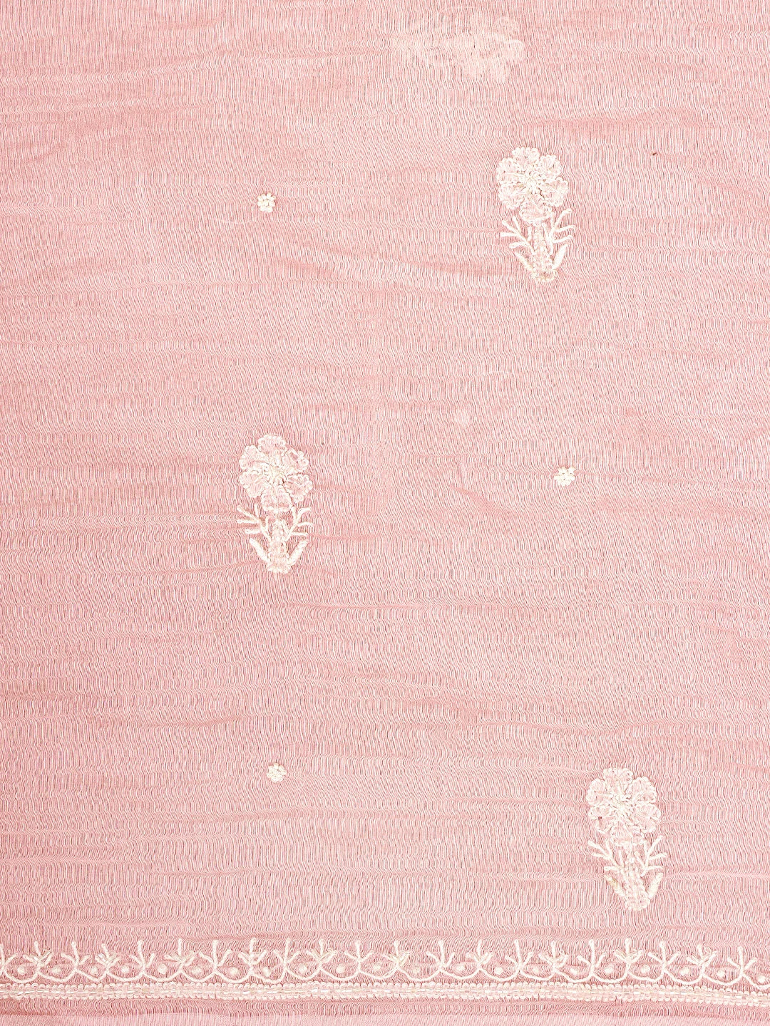 Ada Hand Embroidered Pink Chanderi Lucknowi Chikankari Unstitched Kurta Dupatta Set With Cutdana Work 01A935256