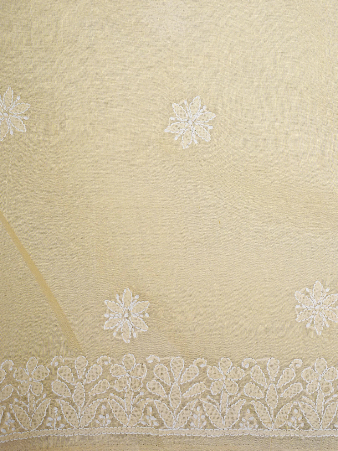 Ada Hand Embroidered Fawn Cotton Lucknowi Chikankari Unstitched Suit Piece 01A885457