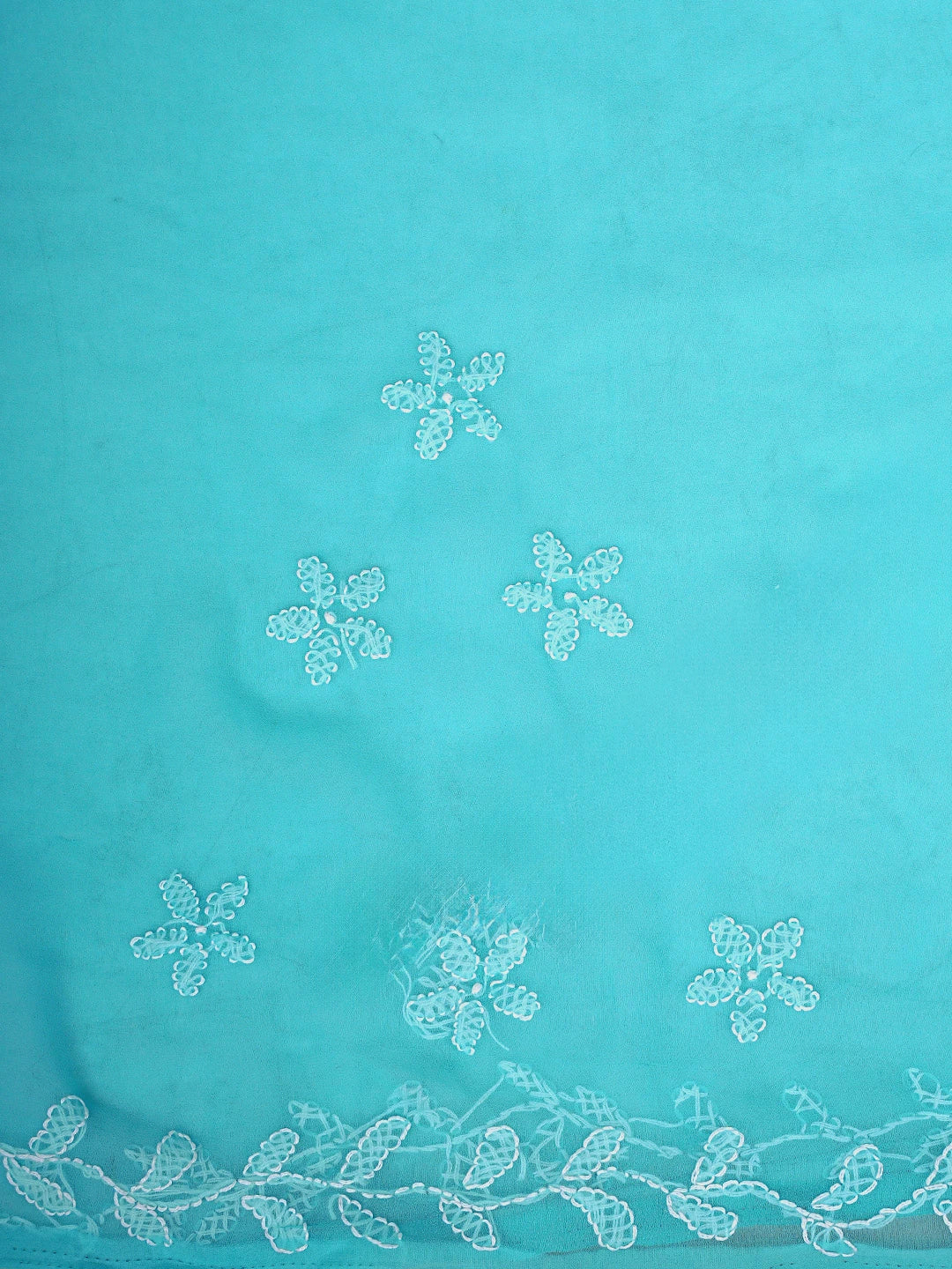 Ada Hand Embroidered Blue Georgette Lucknowi Chikankari Saree With Blouse 01A934754