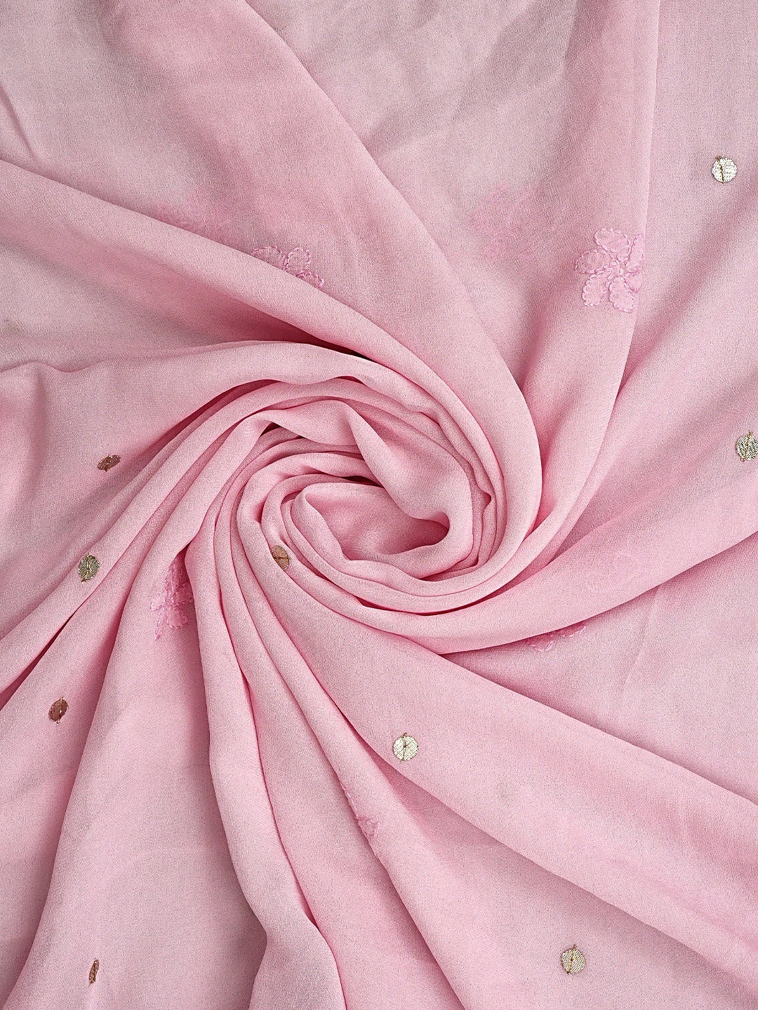Ada Hand Embroidered Pink Viscose Georgette Lucknowi Chikankari Unstitched Kurta Dupatta Set With GotaPatti Work 01A933461