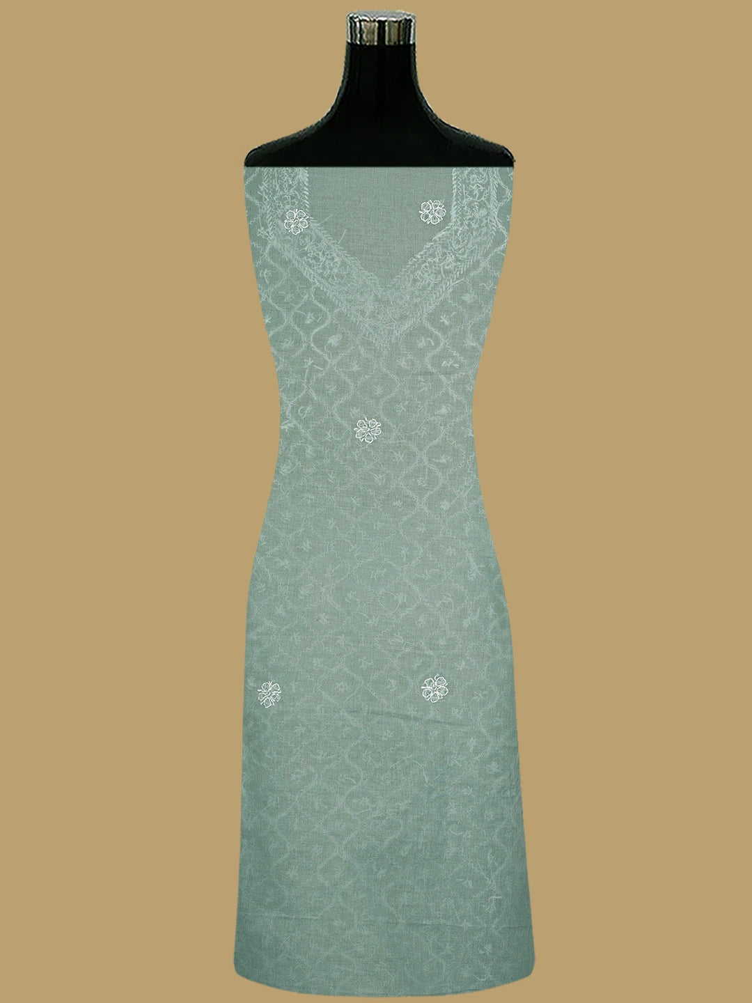 Ada Hand Embroidered Grey Cotton Lucknowi Chikankari Unstitched Suit Piece 01A854937