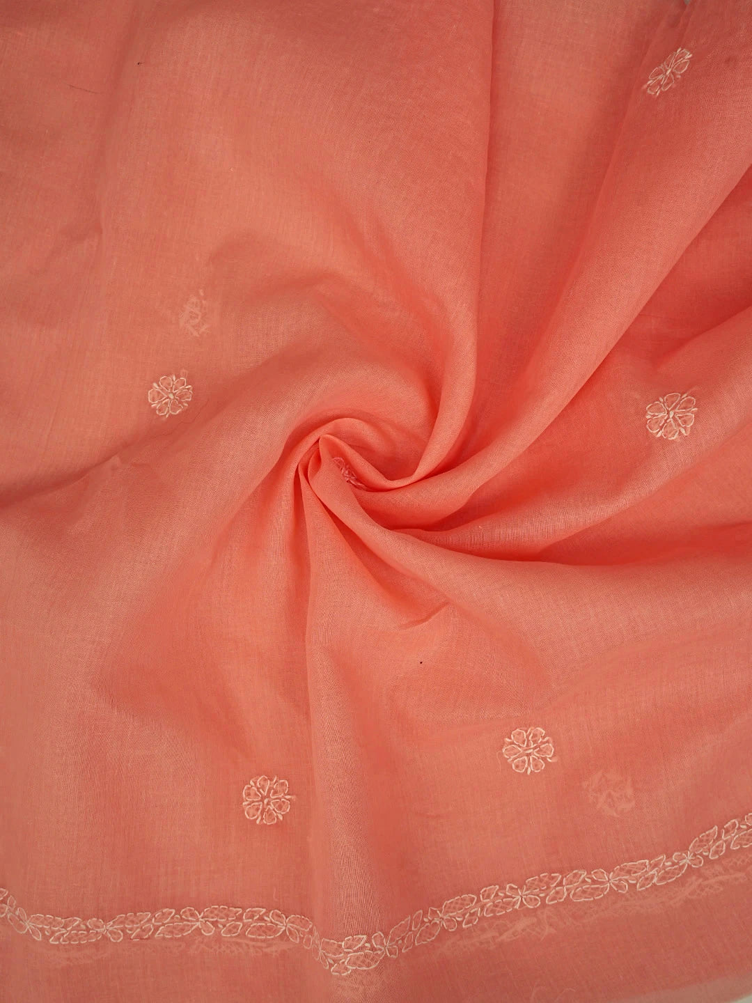 Ada Hand Embroidered Peach Cotton Lucknowi Chikankari Unstitched Suit Piece 01A854939