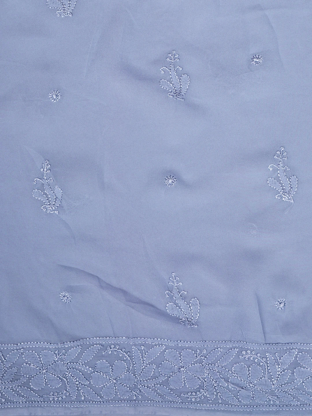 Ada Hand Embroidered Mauve Viscose Georgette Lucknowi Chikankari Unstitched Kurta Dupatta Set 01A933475