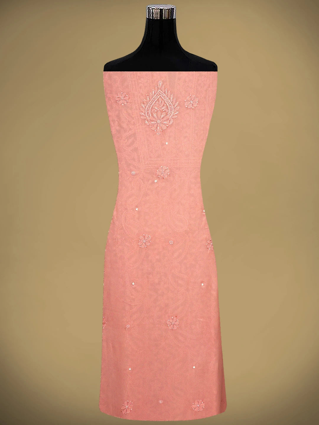 Ada Hand Embroidered Pink Viscose Georgette Lucknowi Chikankari Unstitched Kurta Dupatta Set With Pearl Work 01A933559