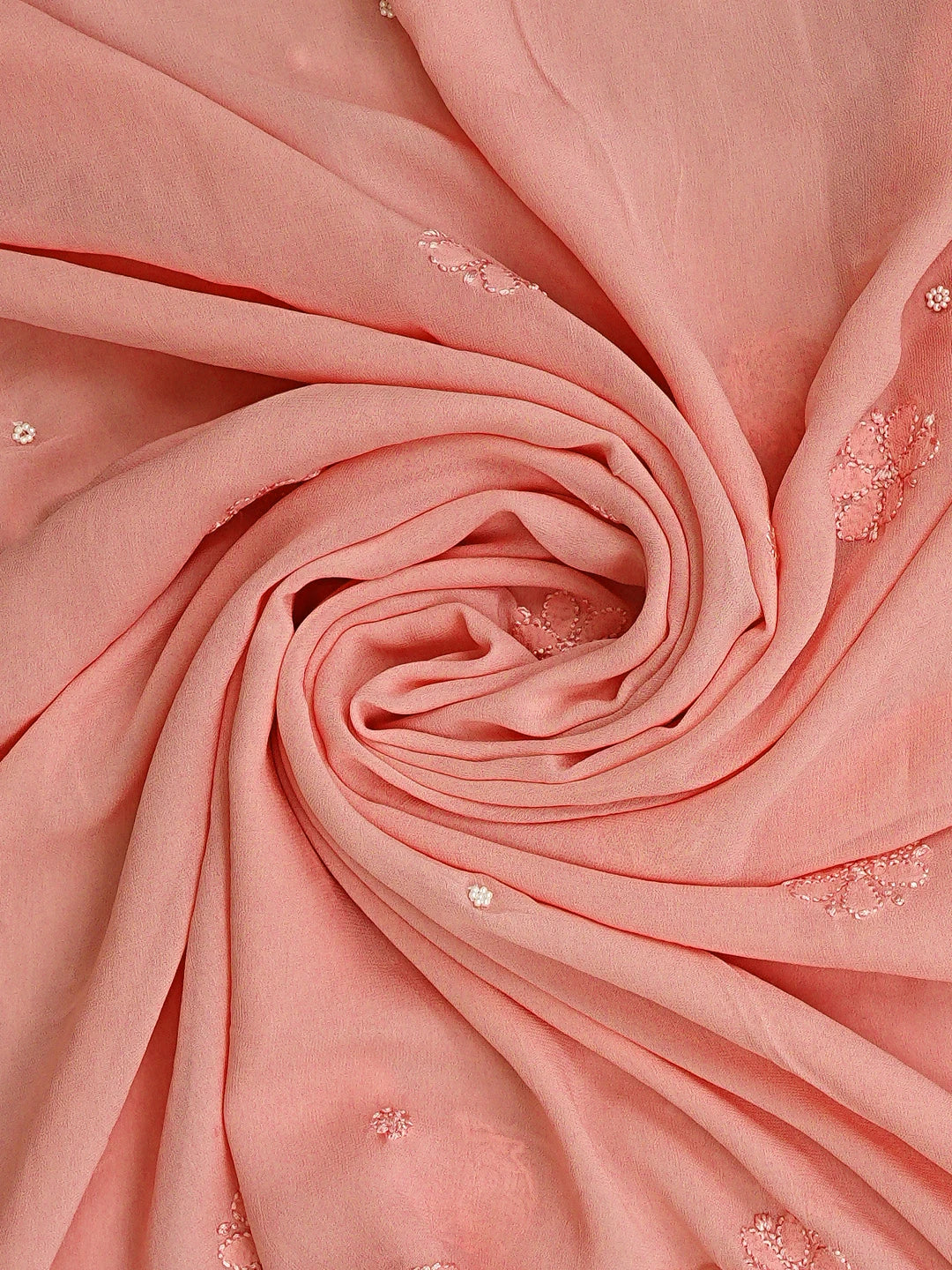 Ada Hand Embroidered Pink Viscose Georgette Lucknowi Chikankari Unstitched Kurta Dupatta Set With Pearl Work 01A933559