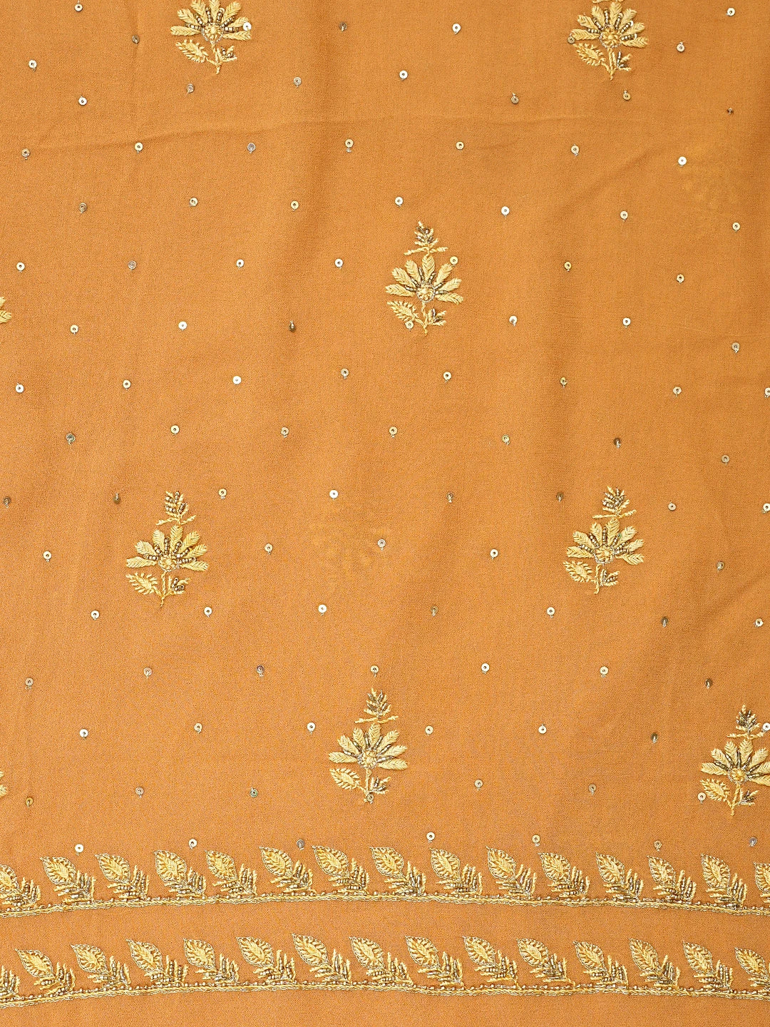 Ada Hand Embroidered Rust Viscose Georgette Lucknowi Chikankari Unstitched Kurta Dupatta Set With Sequinned Work 01A887978