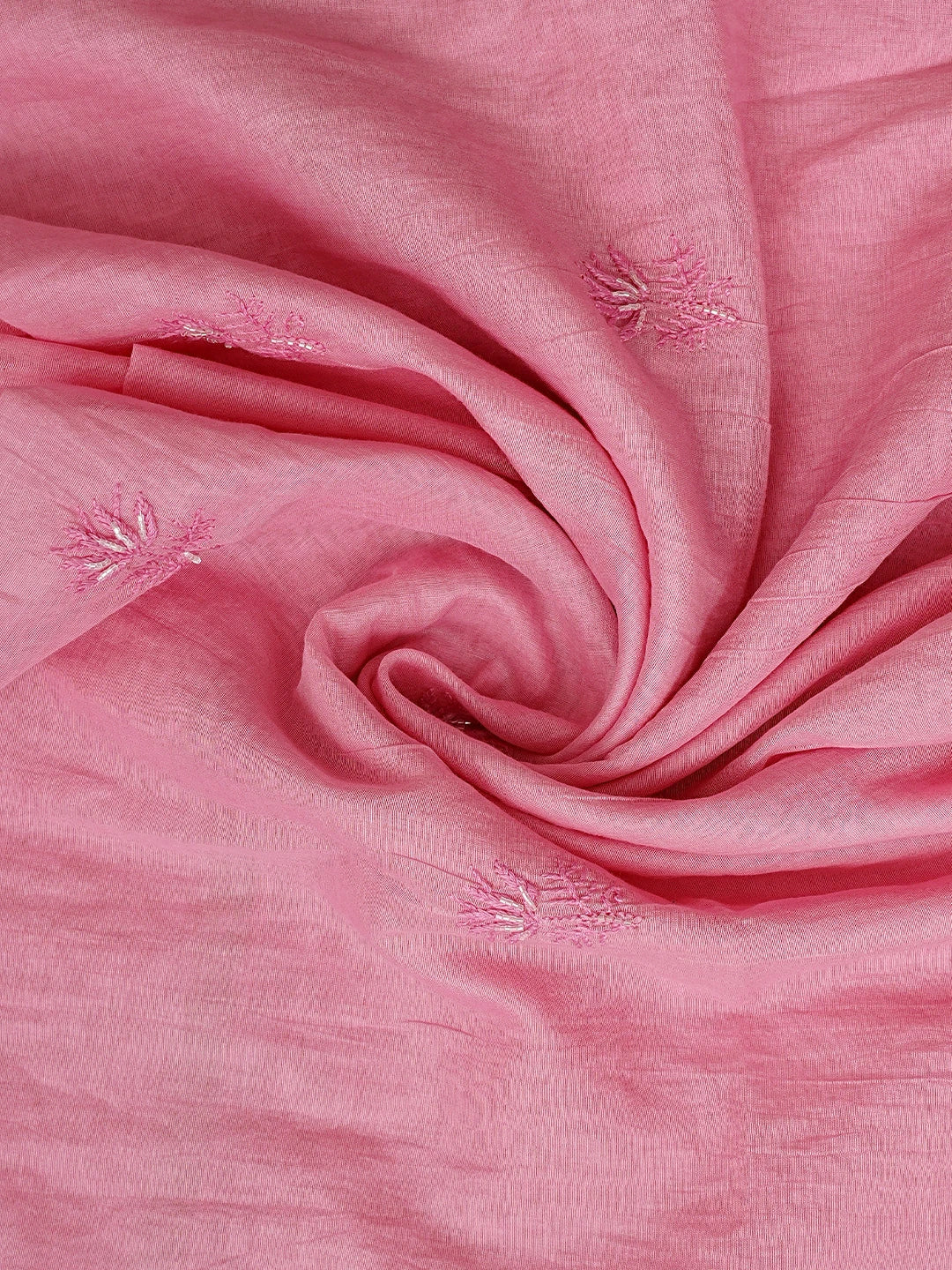 Ada Hand Embroidered Rose Pink Chanderi Lucknowi Chikankari Semi-Stitched A-line Kurta Dupatta Set With Cutdana Work 01A811057