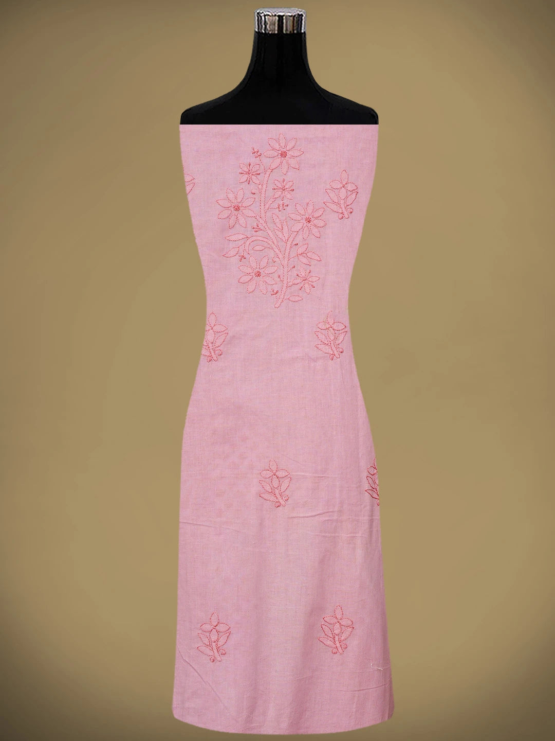 Ada Hand Embroidered Pink Cotton Lucknowi Chikankari Unstitched Suit Piece 01A839505