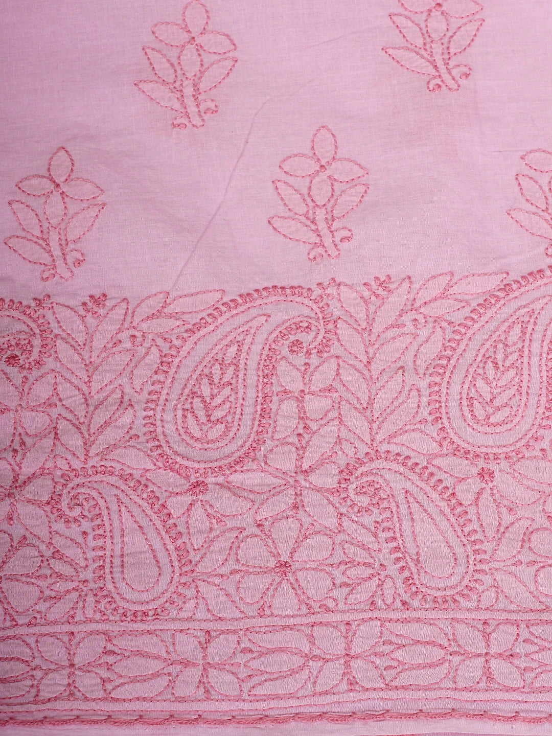 Ada Hand Embroidered Pink Cotton Lucknowi Chikankari Unstitched Suit Piece 01A839505