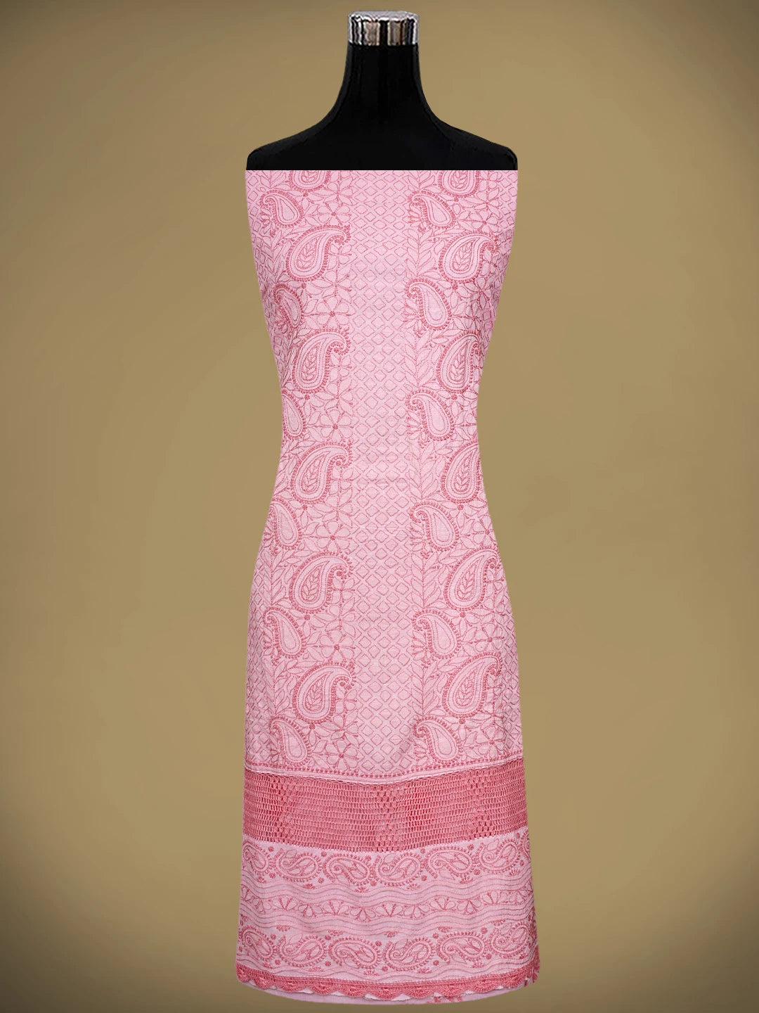 Ada Hand Embroidered Pink Cotton Lucknowi Chikankari Unstitched Suit Piece 01A839505