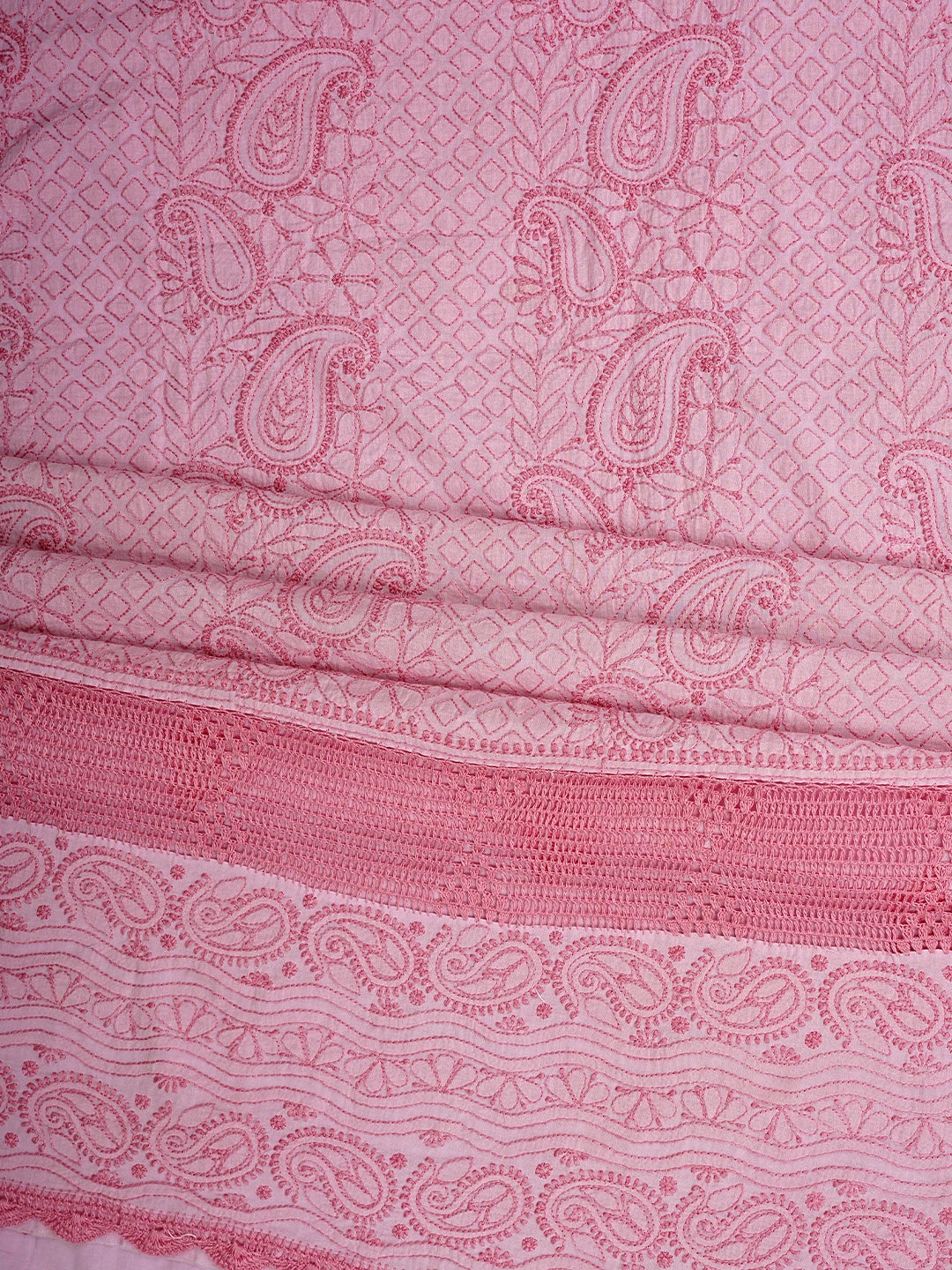 Ada Hand Embroidered Pink Cotton Lucknowi Chikankari Unstitched Suit Piece 01A839505