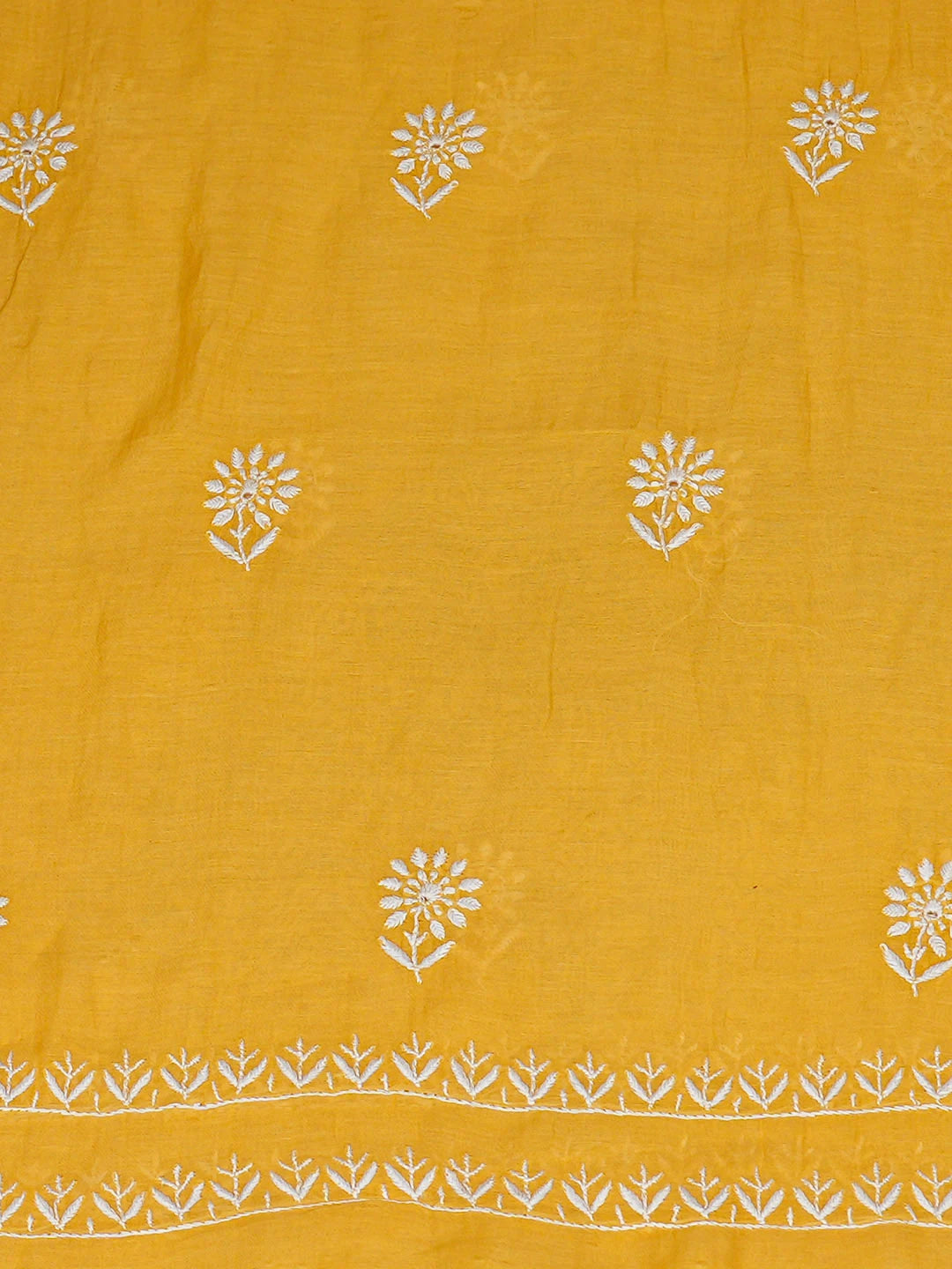 Ada Hand Embroidered Yellow Chanderi Lucknowi Chikankari Unstitched Kurta Dupatta Set 01A805754