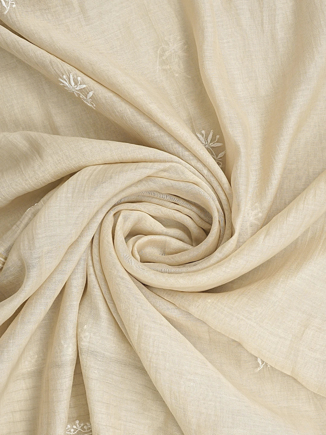 Ada Hand Embroidered Fawn Chanderi Lucknowi Chikankari Unstitched Kurta Dupatta Set With Cutdana Work 01A841076