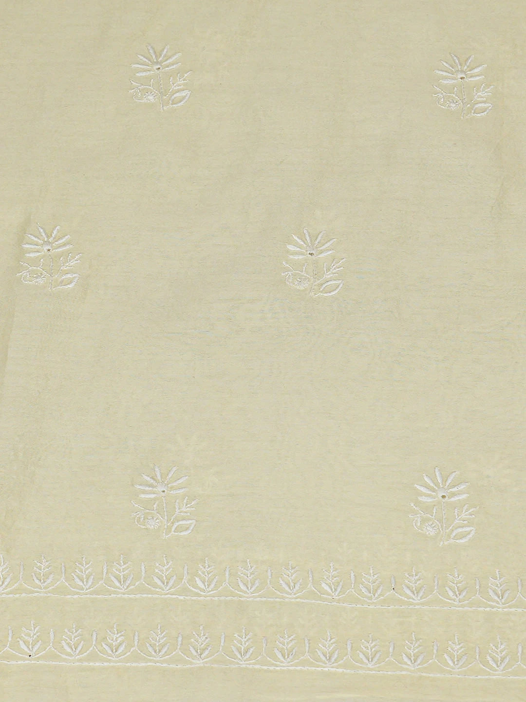 Ada Hand Embroidered Lemon Chanderi Lucknowi Chikankari Unstitched Kurta Dupatta Set 01A936201