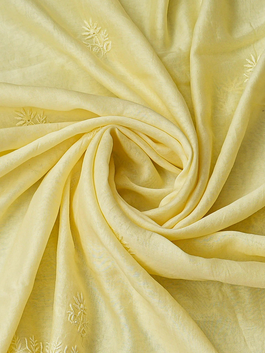 Ada Hand Embroidered Lemon Chanderi Lucknowi Chikankari Unstitched Kurta Dupatta Set 01A936201