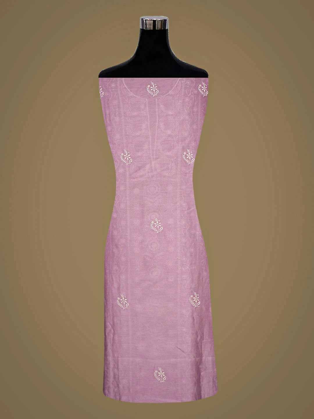 Ada Hand Embroidered Mauve Chanderi Lucknowi Chikankari Unstitched Kurta Dupatta Set 01A936205