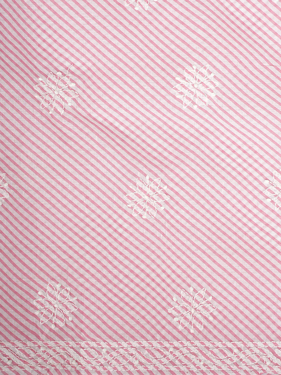 Ada Hand Embroidered Pink Cotton Lucknowi Chikankari Unstitched Suit Piece 01A948995