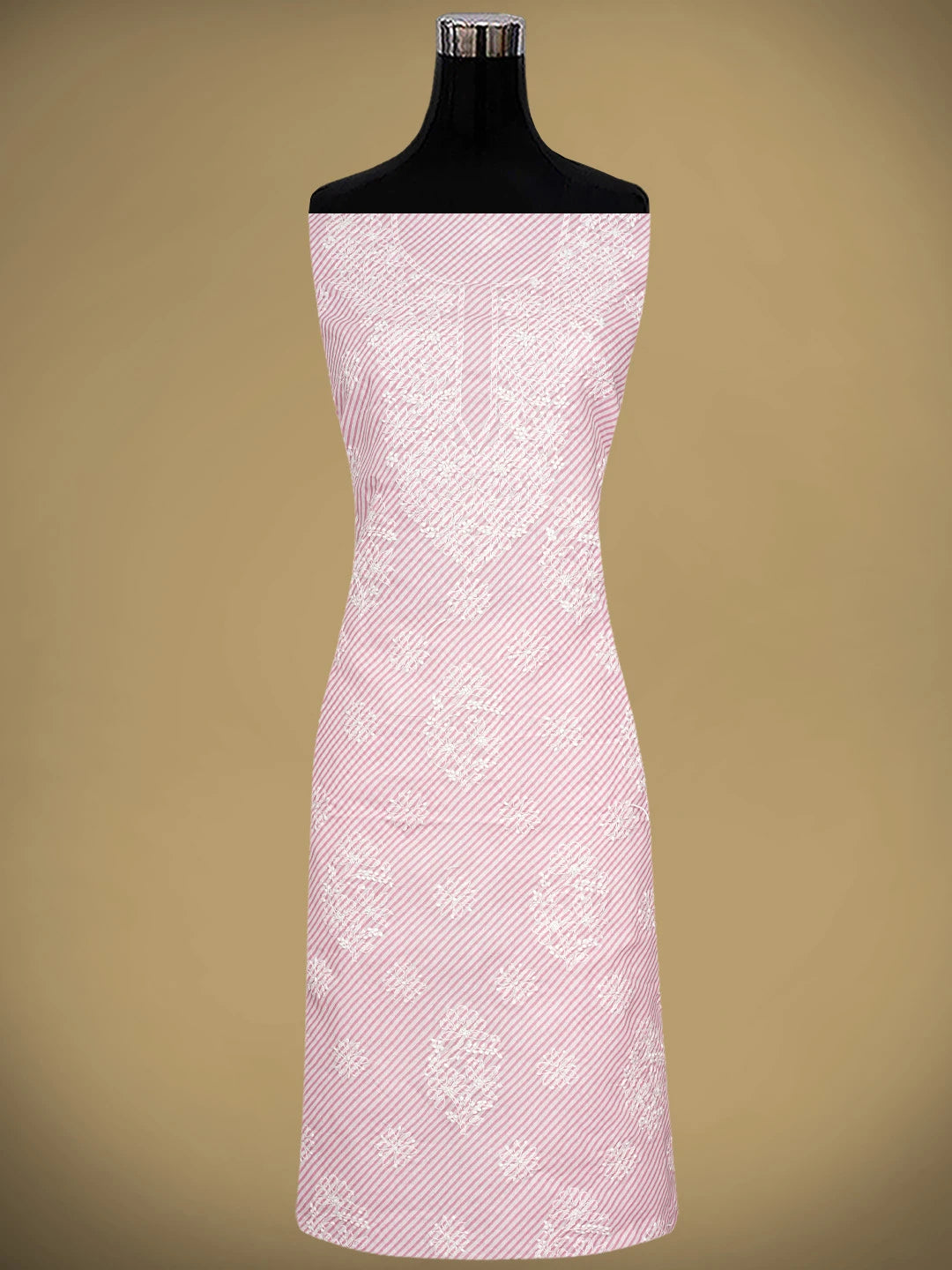 Ada Hand Embroidered Pink Cotton Lucknowi Chikankari Unstitched Suit Piece 01A948995