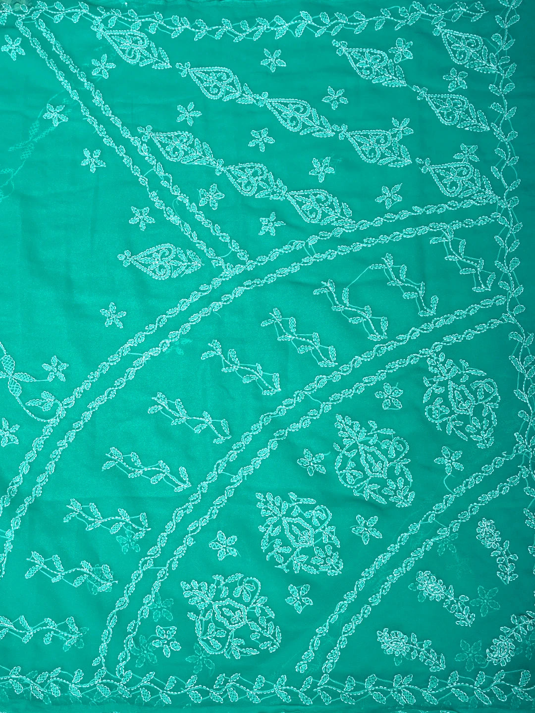 Ada Hand Embroidered Sea Green Georgette Lucknowi Chikankari Saree With Blouse 01A934768