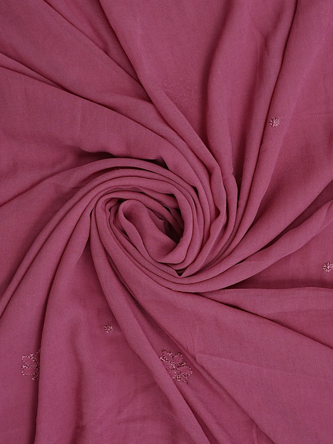 Ada Hand Embroidered Onion Pink Viscose Georgette Lucknowi Chikankari Semi-stitched Anarkali Kurta Dupatta Set 01A901364