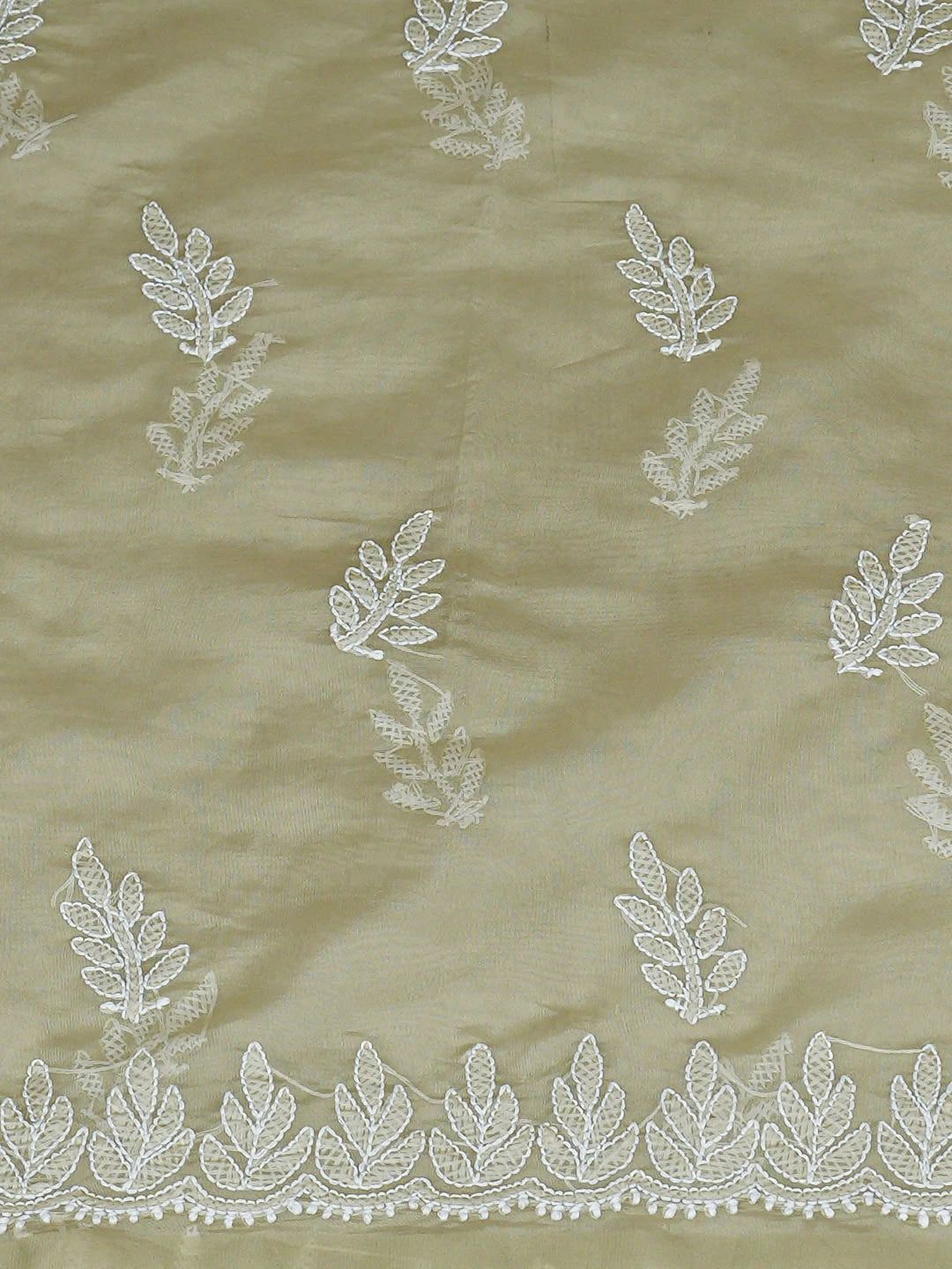 Ada Hand Embroidered Light Green Organza Lucknowi Chikankari Unstitched Kurta Dupatta Set 01A949051