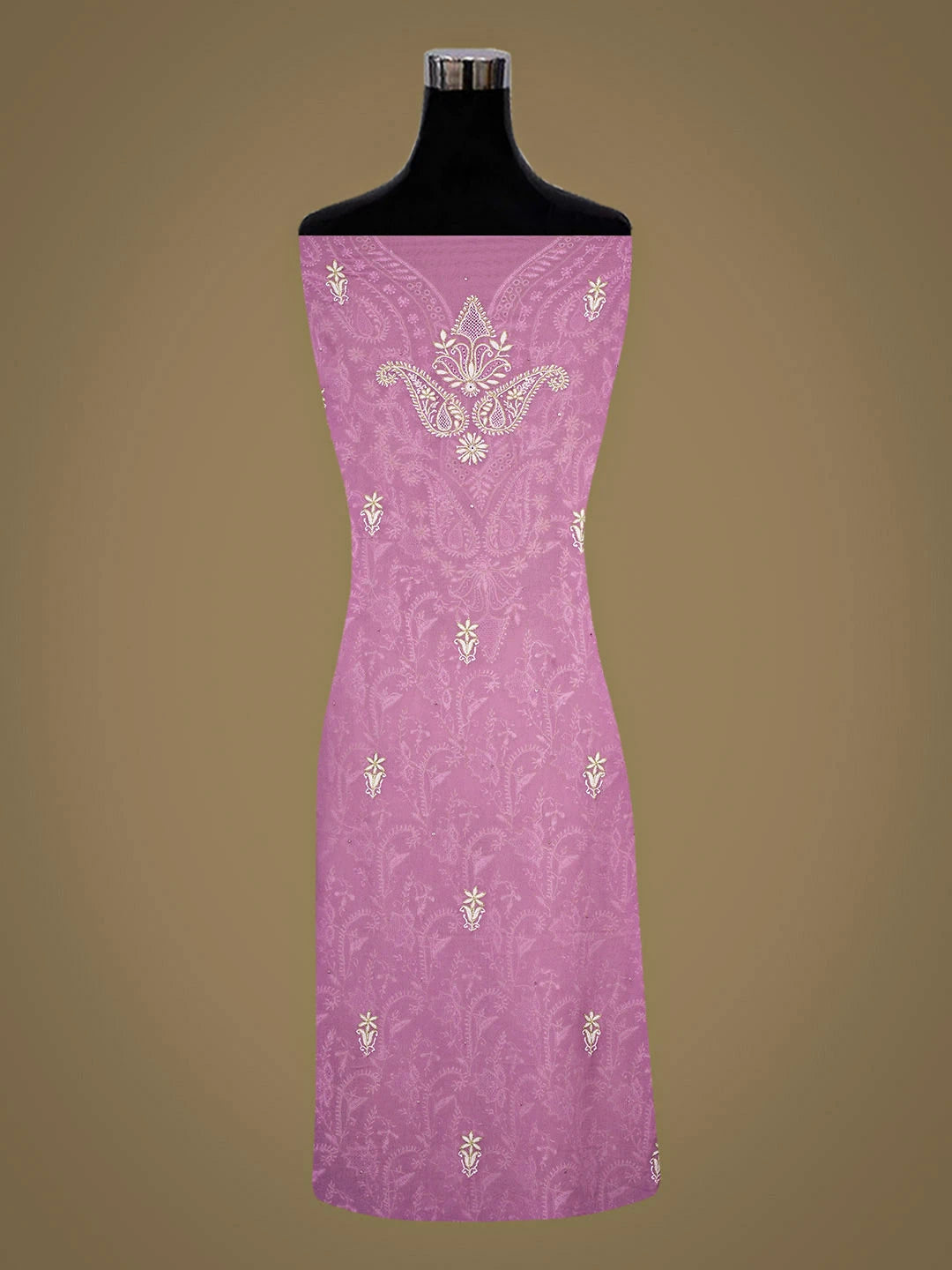 Ada Hand Embroidered Mauve Viscose Georgette Lucknowi Chikankari Unstitched Kurta Dupatta Set With Cutdana Work 01A516853