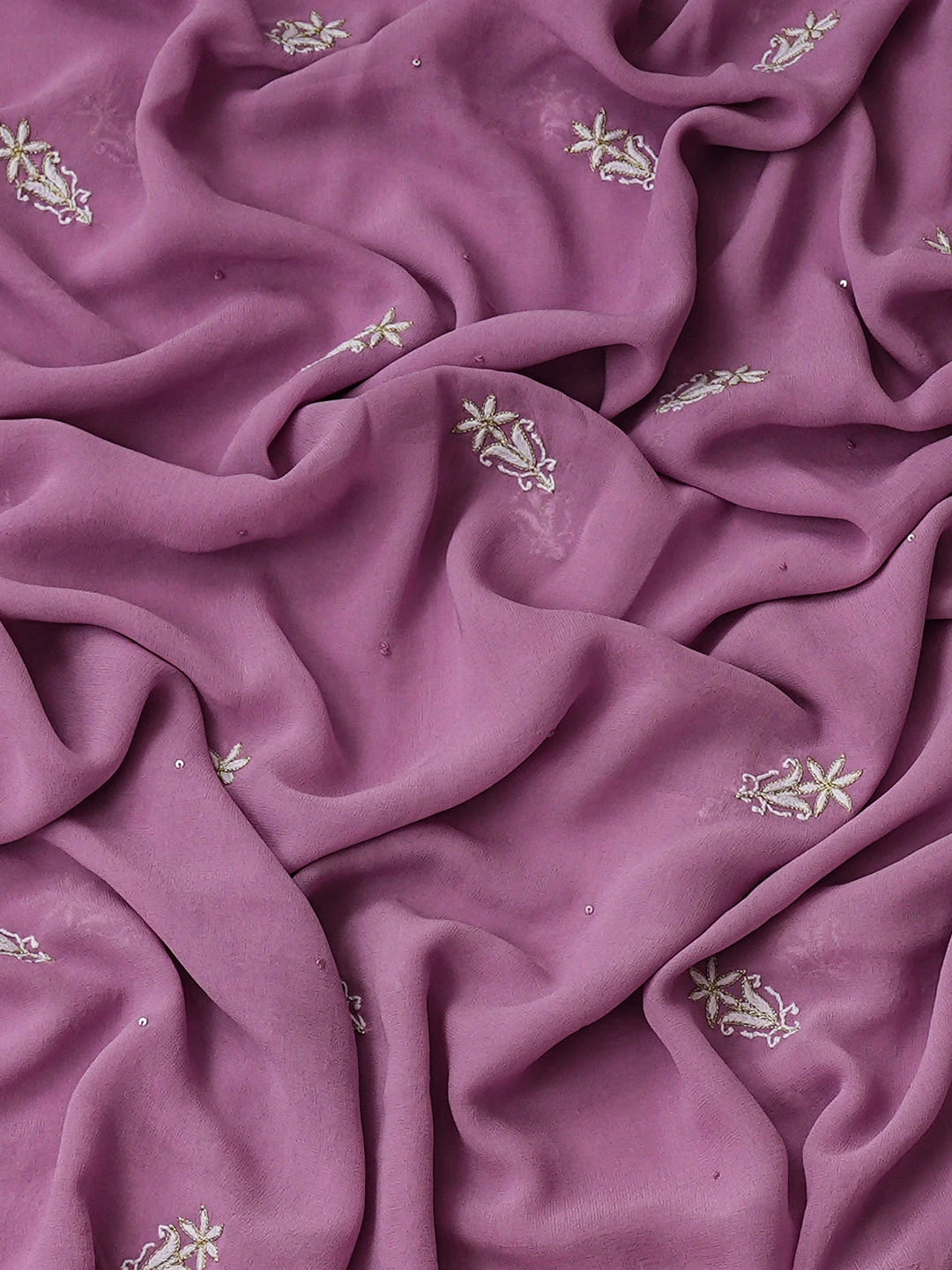 Ada Hand Embroidered Mauve Viscose Georgette Lucknowi Chikankari Unstitched Kurta Dupatta Set With Cutdana Work 01A516853
