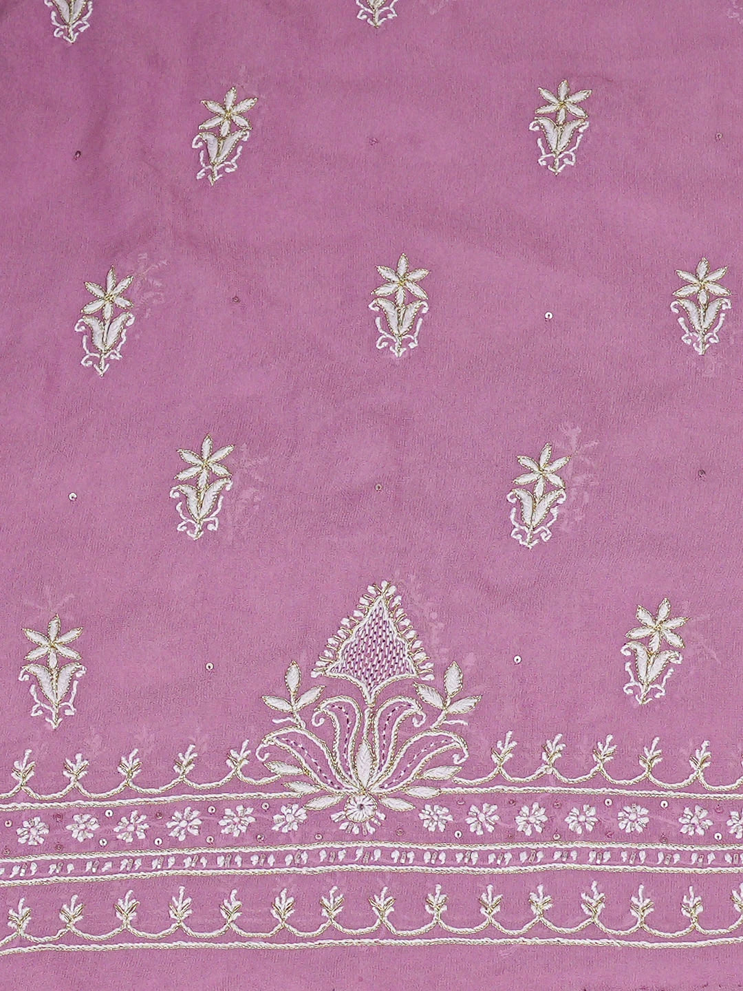 Ada Hand Embroidered Mauve Viscose Georgette Lucknowi Chikankari Unstitched Kurta Dupatta Set With Cutdana Work 01A516853
