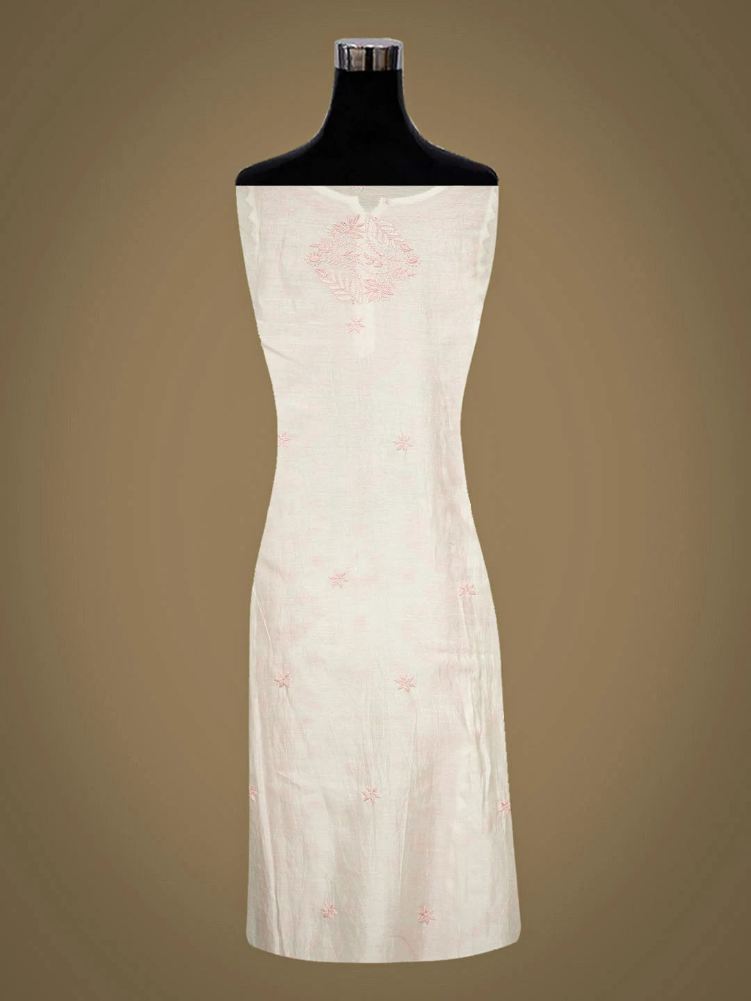 Ada Hand Embroidered White Chanderi Lucknowi Chikankari Semi-stitched Kurta Dupatta Set 01A896732