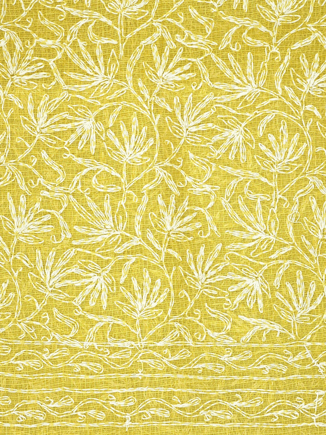 Ada Hand Embroidered Yellow Kota Lucknowi Chikankari Unstitched Kurta Dupatta Set 01A870633