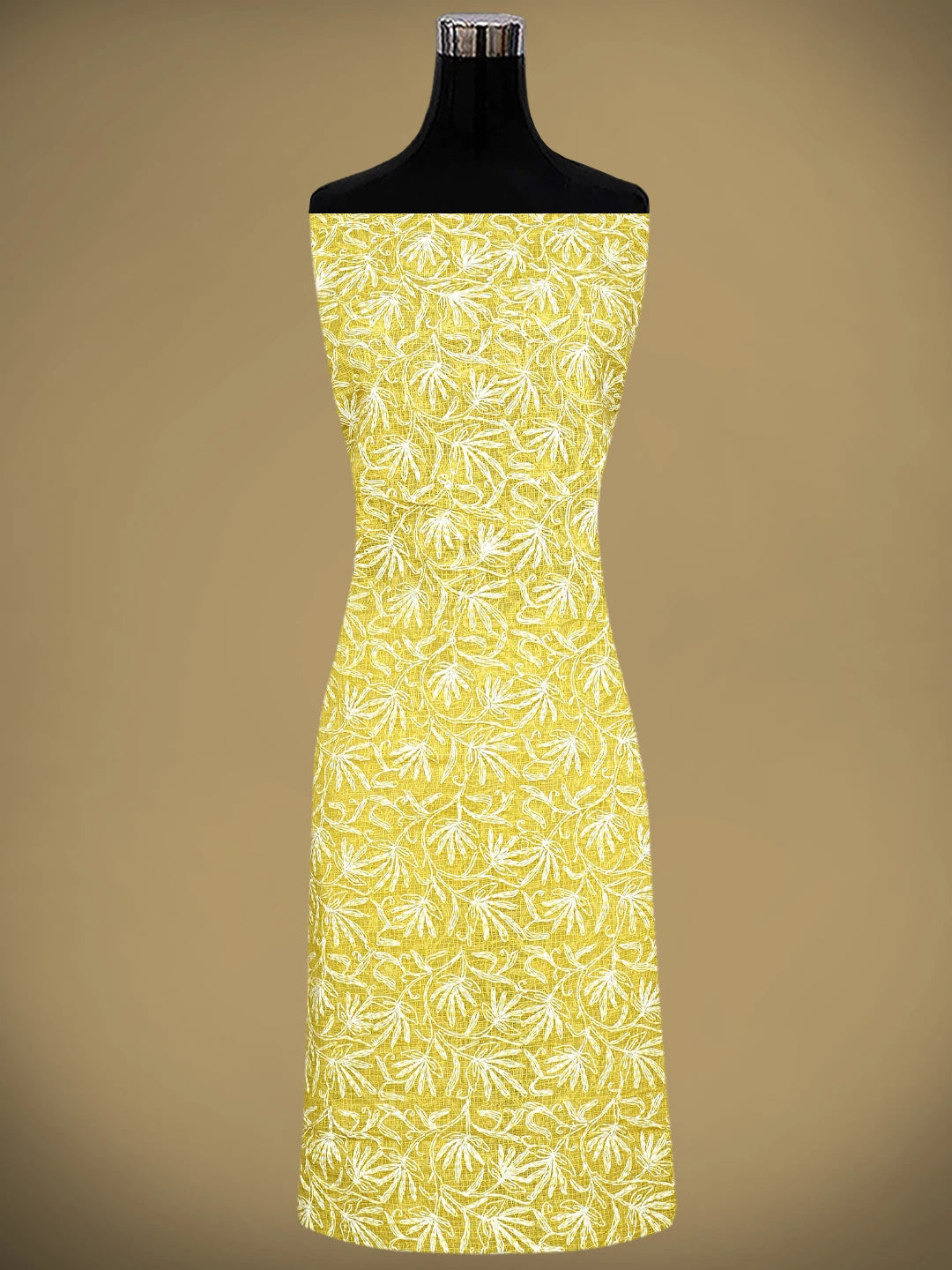 Ada Hand Embroidered Yellow Kota Lucknowi Chikankari Unstitched Kurta Dupatta Set 01A870633